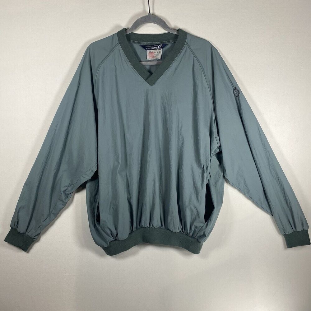 Vintage Sunderland of Scotland golf Pullover XL Men V Neck Pockets windbreaker